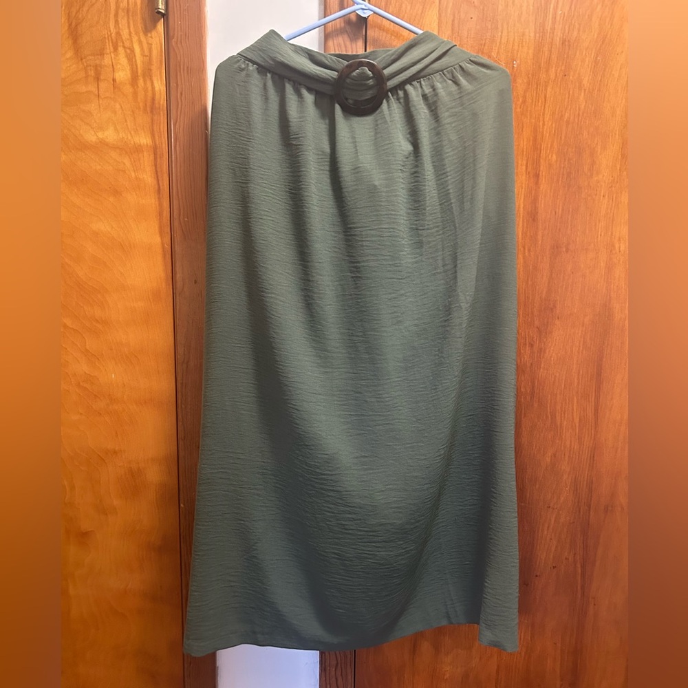 Elegant Olive Green Maxi Skirt